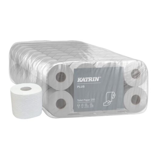 Toilettenpapier Katrin Plus, 3-lagig, hochweiß, Zellstoff, 250 Blatt, 9x8=72 Rollen (Art. 90629) – Bild 3