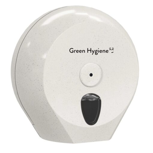 Toilettenpapierpender "Riesenrad" für Mini-Jumbo-Rollen, Green Hygiene, weiß-meliert, Holz/RC-Kunststoff (Art. 90866)