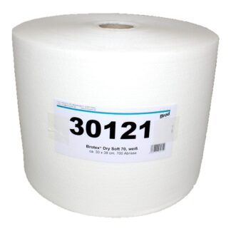 Brotex® Dry Soft 70, Airlaid Wischtuchrolle, Textilcharakter, 700 Blatt, einseitig geprägt, weiß, Zellstoff, 30x38 cm, 700 Blatt