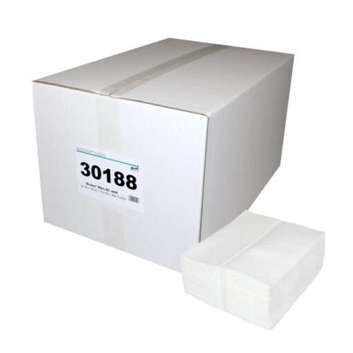 Brotex® Mars 60, 600 Tücher, Airlaid Wischtücher, glatte Oberfläche, weiß, Zellstoff, 30x38 cm, 16x50=800 Tücher (Art. 30188)