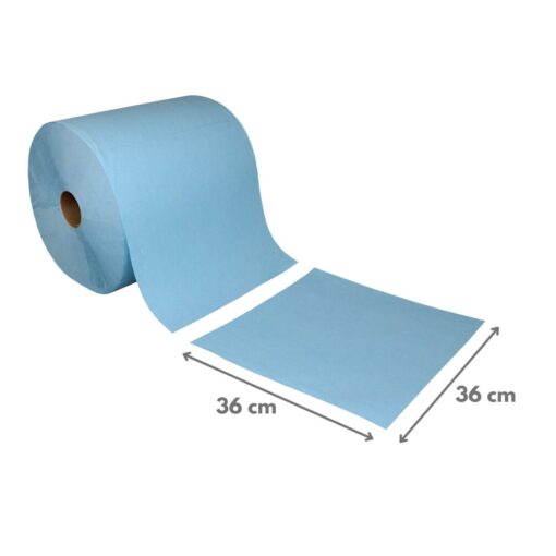 Putztuchrolle Lucart Skytech 3.1000 XL, 3-lagig, 1000 Blatt, blau, Recylingpapier (RC), 36x36 cm, 360 m, perforiert, 1 Rolle (Art. 30385-2) – Bild 2