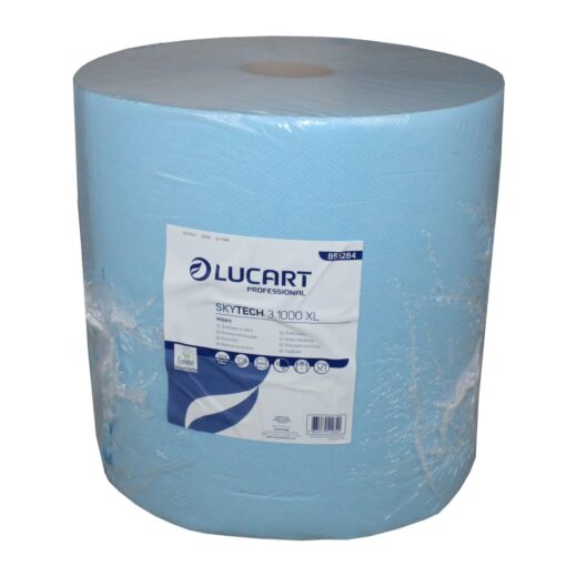 Putztuchrolle Lucart Skytech 3.1000 XL, 3-lagig, 1000 Blatt, blau, Recylingpapier (RC), 36x36 cm, 360 m, perforiert, 1 Rolle (Art. 30385-2)