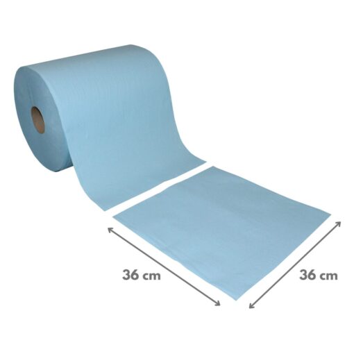 Putztuchrolle Lucart Skytech 2.1000 XL, 1000 Blatt, 2-lagig, blau, Recyclingpapier (RC), 36x36 cm, 360 m, perforiert, 2 Rollen (Art. 30400-2) – Bild 2