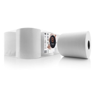 Midi Putztuchrolle Centerfeed Wepa Satino Black, 811 Blatt, 1-lagig, weiß, Recyclingpapier (RC), 19,3x37 cm, 300 m, perforiert, 6 Rollen