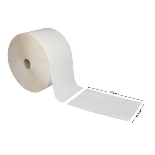 Putztuchrolle Brod 2500, 2191 Blatt, 2-lagig, weiß, Recyclingpapier (RC),  21,5x35 cm, perforiert, 767 m, perforiert, Rolle (Art. 30526) – Bild 2