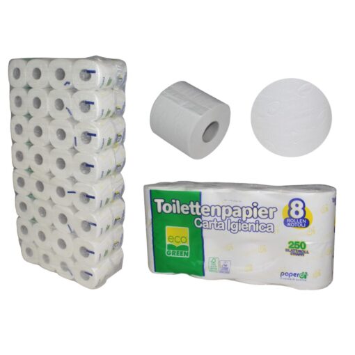 Toilettenpapier Paperdi, 2-lagig, naturweiß, 250 Blatt, 8x8=64 Rollen (Art. 90630-2) – Bild 3