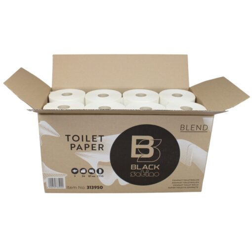 Toilettenpapier BlackSatino Blend, 2-lagig, weiß, Recyclingpapier (RC), 801 Blatt, Kompaktrolle, 24 Rollen (Art. 90632-1) – Bild 7
