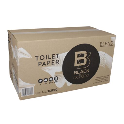Toilettenpapier BlackSatino Blend, 2-lagig, weiß, Recyclingpapier (RC), 801 Blatt, Kompaktrolle, 24 Rollen (Art. 90632-1) – Bild 6