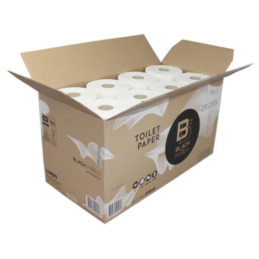 Toilettenpapier BlackSatino, 2-lagig, weiß, Recyclingpapier (RC), 712 Blatt, Kompaktrolle, 24 Rollen (Art. 90632) – Bild 5