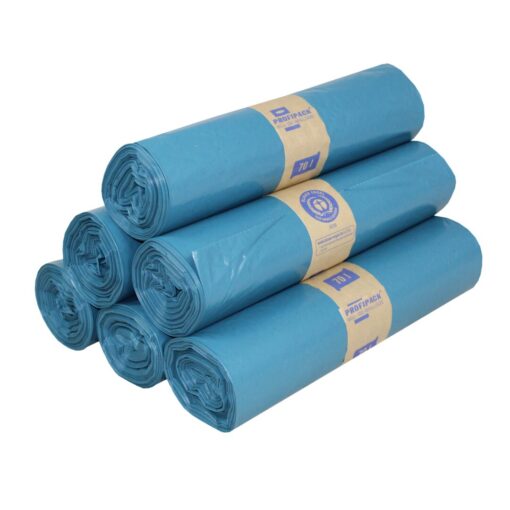 Müllsäcke Brod, blau, 70 Liter, LDPE-REG, 575 ×1000 mm, Typ 60, 31 µ, 25 Rollen a 10 Stück im Karton (Art. 91201-1) – Bild 4