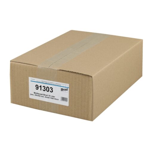 Müllbeutel Brod, grau, für Kosmetikeimer, 15 Liter, 220×170x500 mm, 6 µ, 20 Rollen a 50 Stück= 1000 Stück im Karton (Art. 91303) – Bild 3