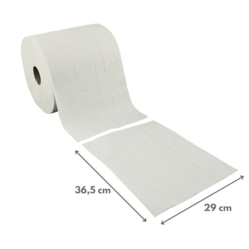 Putztuchrolle Brod 1000, 915 Blatt, 2-lagig, weiß, Recyclingpapier (RC), 29x36,5 cm, 334 m, perforiert, 2 Rollen (Art. 30530) – Bild 3