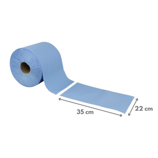 Putztuchrolle Huchtemeier, 500 Blatt, blau, Zellstoff, 22x35 cm, 175 m, perforiert, 2 Rollen (Art. 30817-1) – Bild 2