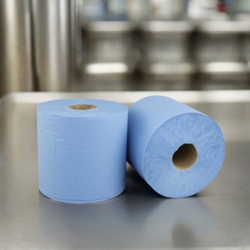 Putztuchrolle Huchtemeier, 500 Blatt, blau, Zellstoff, 22x35 cm, 175 m, perforiert, 2 Rollen (Art. 30817-1) – Bild 8
