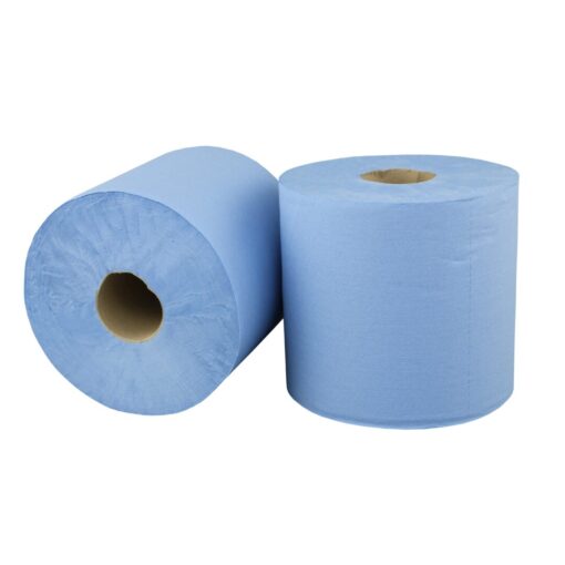 Putztuchrolle Huchtemeier, 500 Blatt, blau, Zellstoff, 22x35 cm, 175 m, perforiert, 2 Rollen (Art. 30817-1) – Bild 4