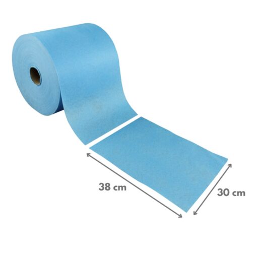 Spezialwischtuchrolle, Universaltücher mit Textilcharakter, 500 Blatt, glatte Oberflächenstruktur, blau, 30x38 cm, Viskose/Polyester, 1 Rolle (Art. 30996) – Bild 2