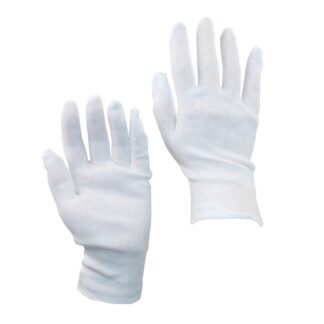 Handschuhe Baumwoll-Trikot, weiß gebleicht, mittelschwere Ausführung, Damengröße, 12 Paar