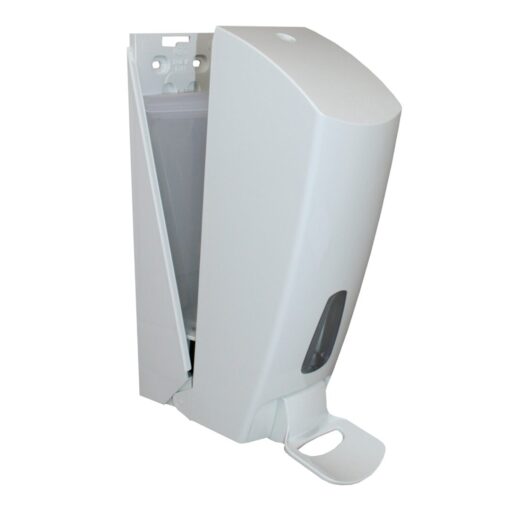 Seifen-u. Desinfektionsmittelspender Hospital, Ellenbogenhebel, Kunststoff weiß, 1000 ml (Art. 70050) – Bild 3