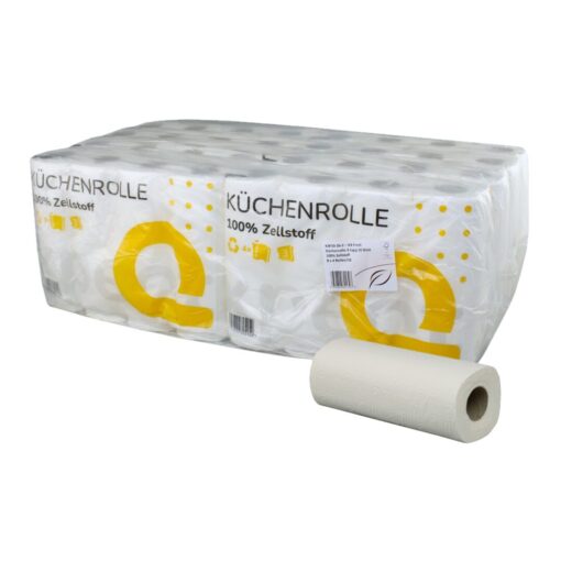 Küchenrolle Huchtemeier, 3-lagig, 50 Blatt, hochweiß, Zellstoff, 25x22,4 cm, 8x4=32 Rollen (Art. 90656-1)