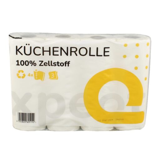 Küchenrolle Huchtemeier, 3-lagig, 50 Blatt, hochweiß, Zellstoff, 25x22,4 cm, 8x4=32 Rollen (Art. 90656-1) – Bild 4