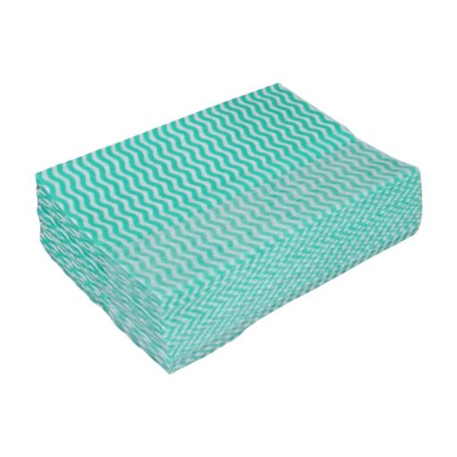 Grüne Welle Universaltücher, 25 Tücher, Lochstruktur, grün-weiß, Viskose-Polyester, ca. 50×38 cm (Art. 30990-2) – Bild 6