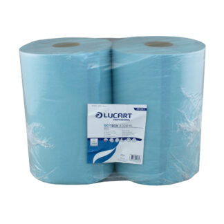 Putztuchrolle Lucart SkyTech 3.5000 XL, 500 Blatt, 3-lagig, blau, Recyclingpapier (RC), 36x36 cm, 180 m, perforiert, 2 Rollen
