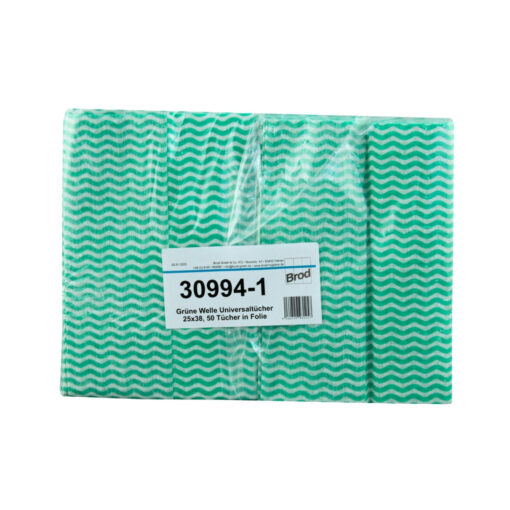 Grüne Welle Universaltücher, 50 Tücher, Lochstruktur, grün-weiß, Viskose-Polyester, ca. 25×38 cm (Art. 30994-1)