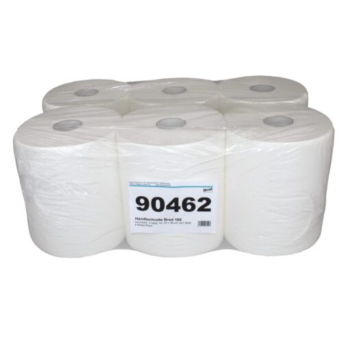 Handtuchrolle Brod 160, 2-lagig, hochweiß, Zellstoff, 22x38 cm, 160 m, perforiert, 6 Rollen (Art. 90462) – Bild 5