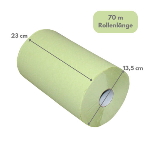 Handtuchrolle Brod 70, 2-lagig, grün, Zellstoff, 23 cm breit, 70 m, unperforiert, 10 Rollen (Art. 90475) – Bild 2