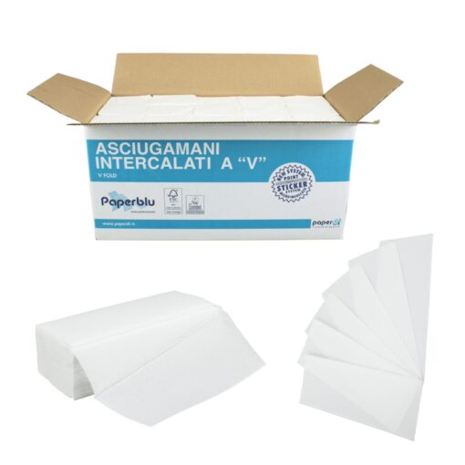 Falthandtuch Paperdi, 2-lagig, hochweiß, Zellstoff, V-Falz, 25x21cm, 3150 Tücher (Art. 90488-2) – Bild 2