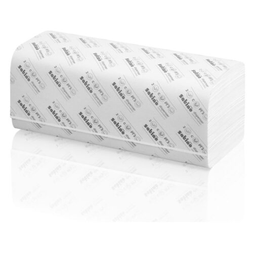 Falthandtuch Satino prestige, 2-lagig, hochweiß, Zellstoff, C-Falz, 23x33 cm, 2880 Tücher (Art. 90493) – Bild 4