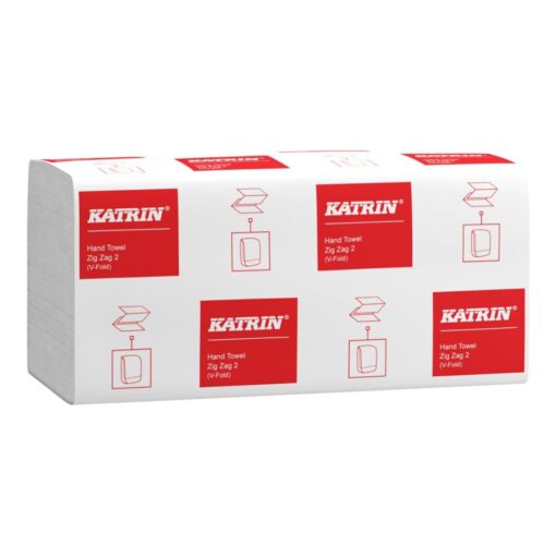 Falthandtuch Katrin Zick Zack, 2-lagig, weiß, Recyclingpapier (RC), V-Falz, 24,4x23 cm, 4000 Tücher (Art. 90496) – Bild 3