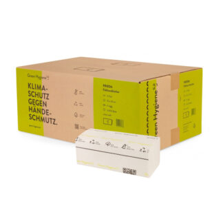 Falthandtücher Green Hygiene Frieda, 2-lagig, hochweiß, Recyclingpapier (RC), V-Falz, 25x23 cm, 4000 Tücher