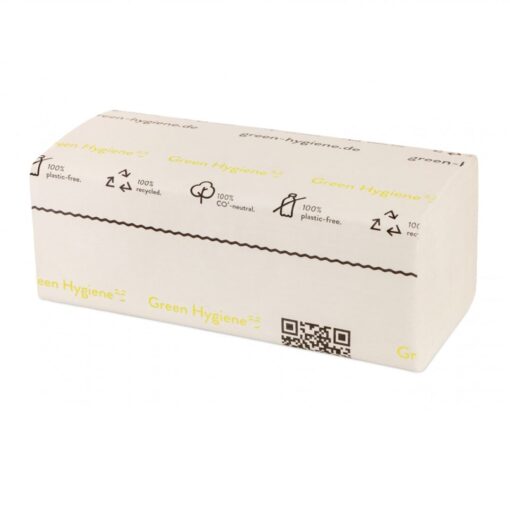 Falthandtücher Green Hygiene Frieda, 2-lagig, hochweiß, Recyclingpapier (RC), V-Falz, 25x23 cm, 4000 Tücher (Art. 90498) – Bild 3