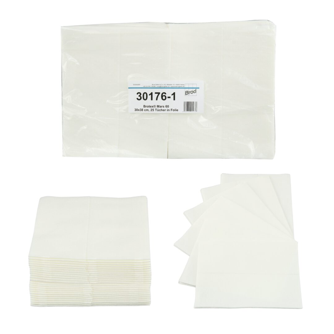 Brotex® Mars 60, Airlaid Wischtücher, glatte Oberfläche, weiß, Zellstoff, 30x38 cm, 25 Tücher (30176-1) – Bild 2