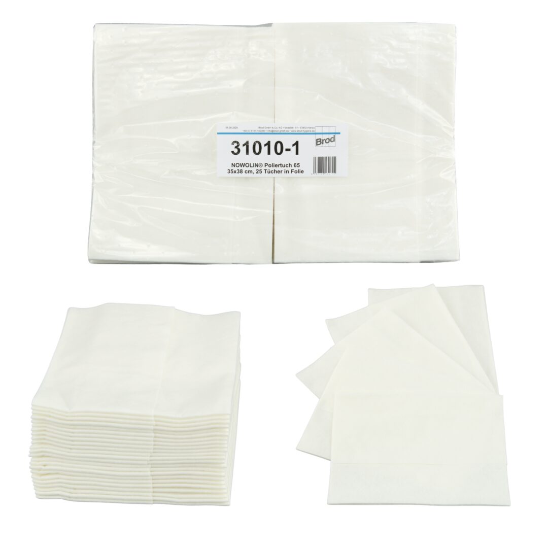 NOWOLIN® Poliertuch 65, Textilcharakter, weiß, Viskose/Polyester, 35x38 cm, 25 Tücher (31010-1) – Bild 2