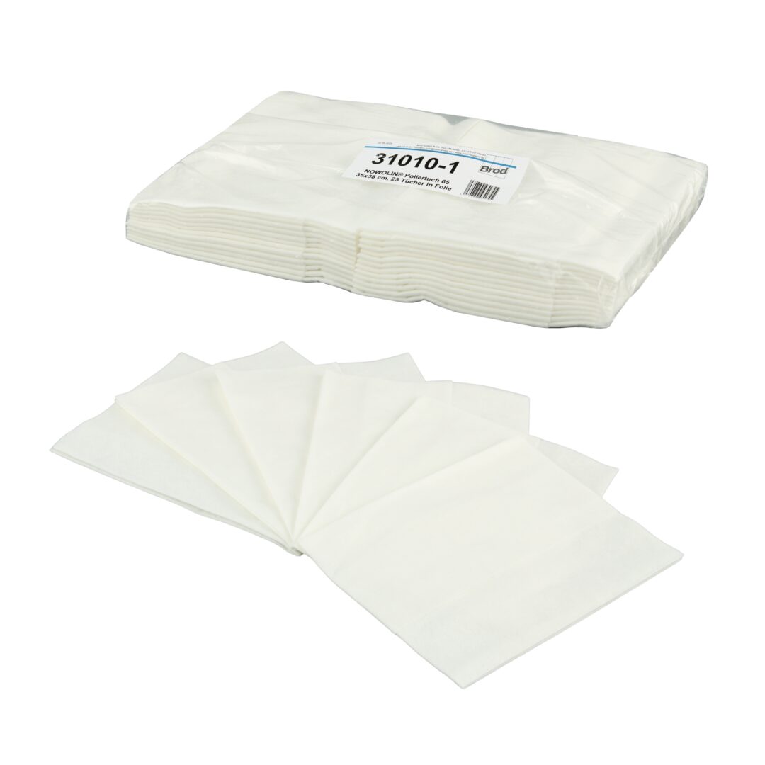 NOWOLIN® Poliertuch 65, Textilcharakter, weiß, Viskose/Polyester, 35x38 cm, 25 Tücher (31010-1)