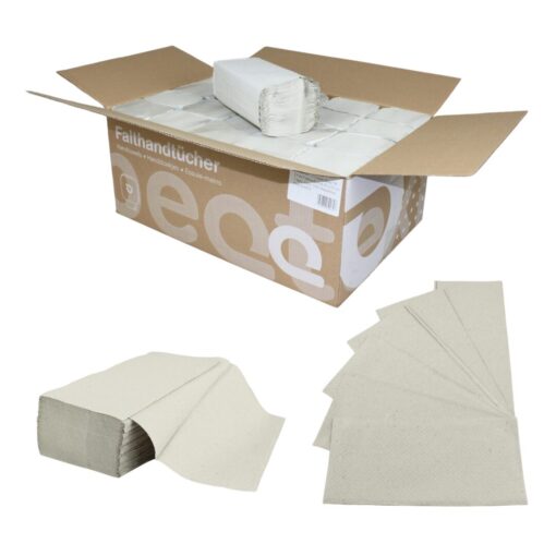 Falthandtuch Huchtemeier, 1-lagig, natur, Recyclingpapier (RC), V-Falz, 25x23 cm, 5000 Tücher (Art. 90526) – Bild 2