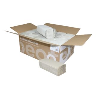 Falthandtuch Huchtemeier, 1-lagig, natur, Recyclingpapier (RC), V-Falz, 25x23 cm, 5000 Tücher