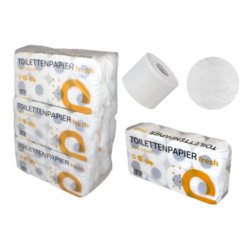 Toilettenpapier Huchtemeier, 4-lagig, weiß, Zellstoff, 150 Blatt, 9x8=72 Rollen (Art. 90635N-1) – Bild 3