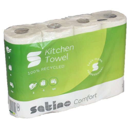 Küchenrolle Satino Comfort, 2-lagig, hochweiß, Recyclingpapier (RC), 26x22 cm, 8x4=32 Rollen (Art. 90643N) – Bild 3