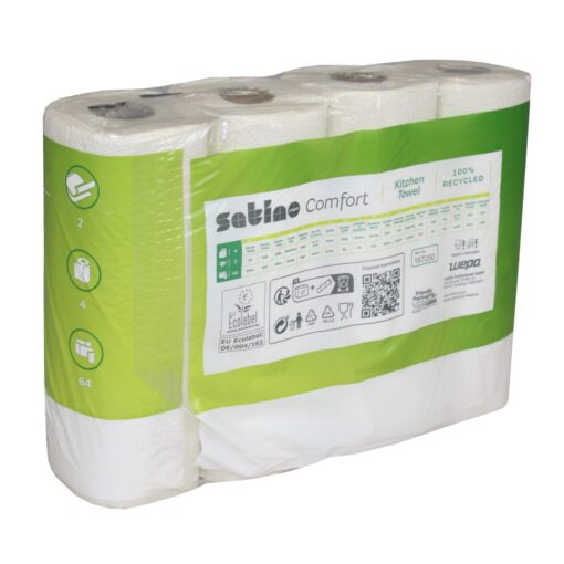 Küchenrolle Satino Comfort, 2-lagig, hochweiß, Recyclingpapier (RC), 26x22 cm, 8x4=32 Rollen (Art. 90643N) – Bild 4