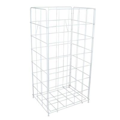 Drahtgitter-Abfallbehälter-Papiekorb-Sammelkorb, 54 Liter, 63x32cm, kunststoffbeschichtet, faltbar, weiß, Metall (Art. 90711)
