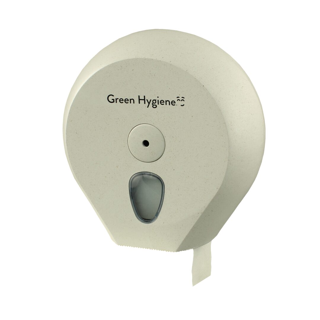 Toilettenpapierpender "Riesenrad" für Mini-Jumbo-Rollen, Green Hygiene, weiß-meliert, Holz/RC-Kunststoff (Art. 90866) – Bild 2