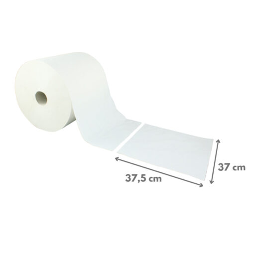 Putztuchrolle Brod 1000, 950 Blatt, 4-lagig, hochweiß, Zellstoff, 37x37,5 cm, 355 m, perforiert, 1 Rolle (Art. 30404) – Bild 2