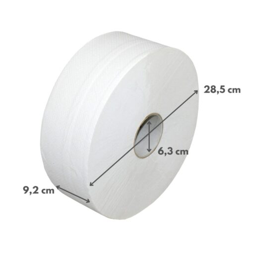 Toilettenpapier Brod Jumborolle, 2-lagig, weiß, Recyclingpapier (RC), 1945 Blatt, 350 m, 6 Rollen (Art. 90649) – Bild 2