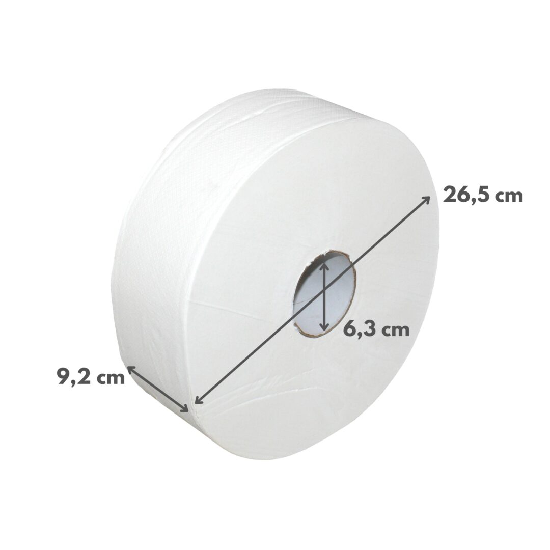 Toilettenpapier Brod Jumborolle, 2-lagig, hochweiß, Zellstoff, 2.000 Blatt, 360m, 6 Rollen (Art. 90651) – Bild 2