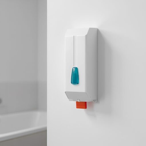 Seifenspender universal, für 500/950ml / mit Leerkartusche, weiß, Kunststoff (Art. 90975) – Bild 4