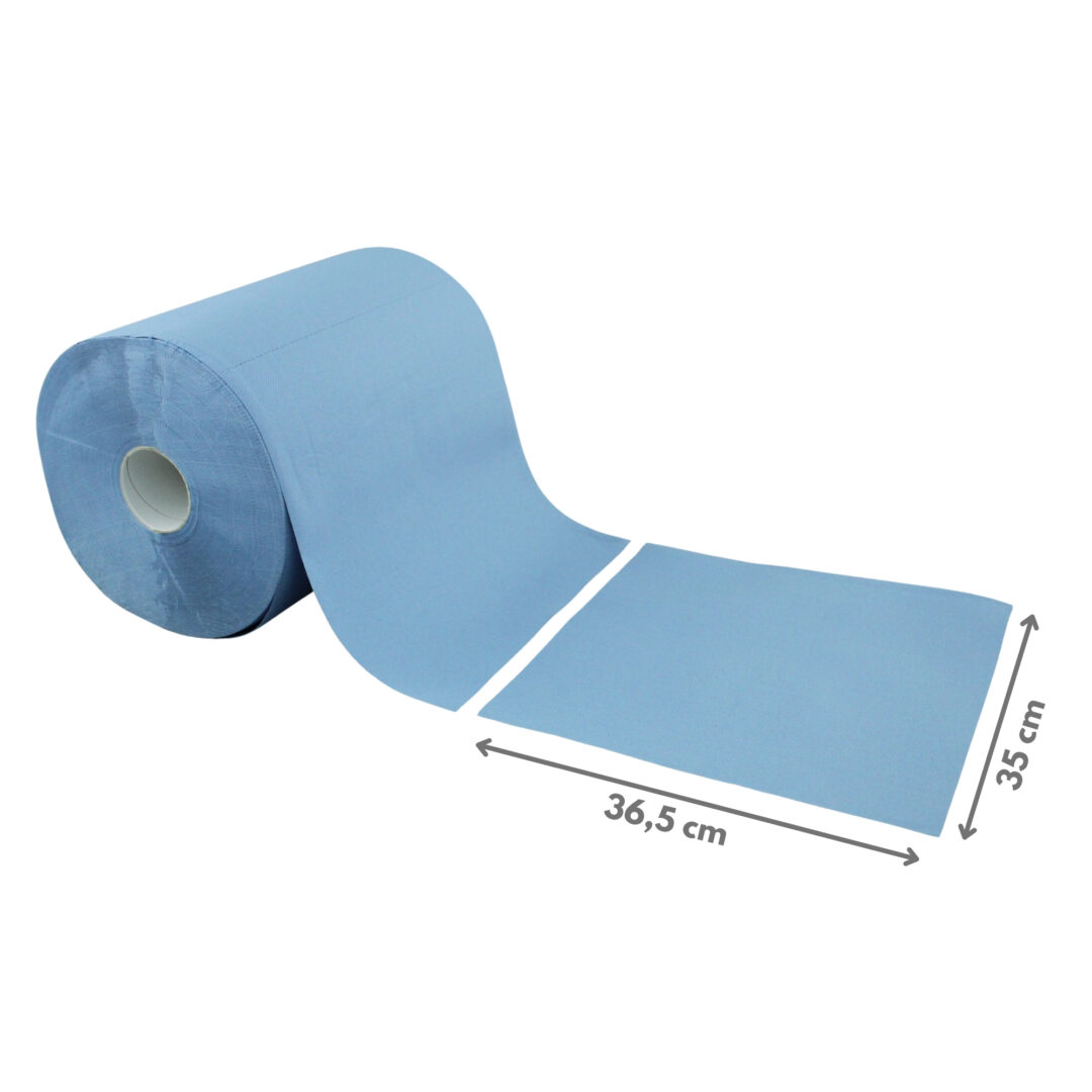 Putztuchrolle Brod, 500 Blatt, 3-lagig, blau, Recycling, 36,5x35 cm, 175 m, perforiert, 2 Rollen (Art. 30847-1) – Bild 2