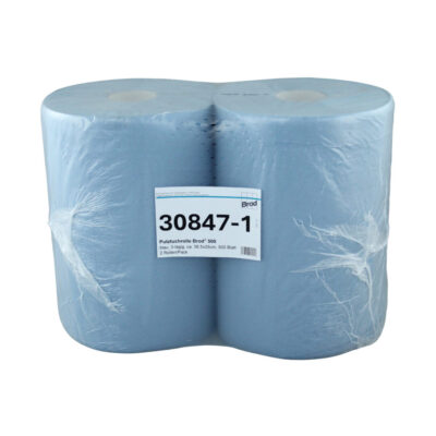 Putztuchrolle Brod, 500 Blatt, 3-lagig, blau, Recycling, 36,5x35 cm, 175 m, perforiert, 2 Rollen (Art. 30847-1)